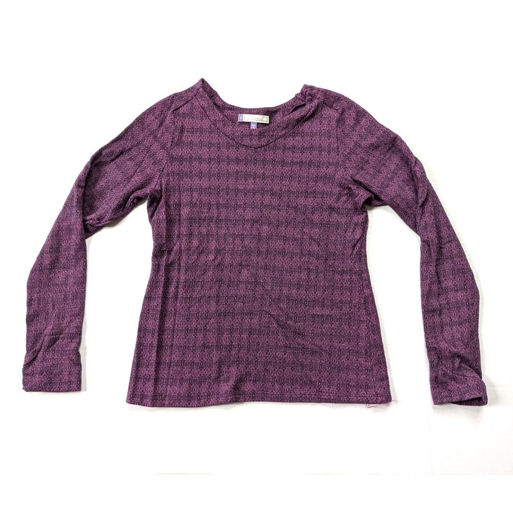Ibex Merino‎ Wool Womens Medium Purple Pattern Base Layer Long Sleeve